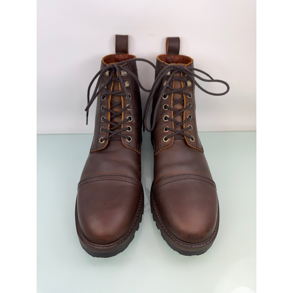 Patina Portland Leather Co. Men Brown Leather Cap Toe Lace Up Lug Sole Boots 9.5 - Picture 3 of 9